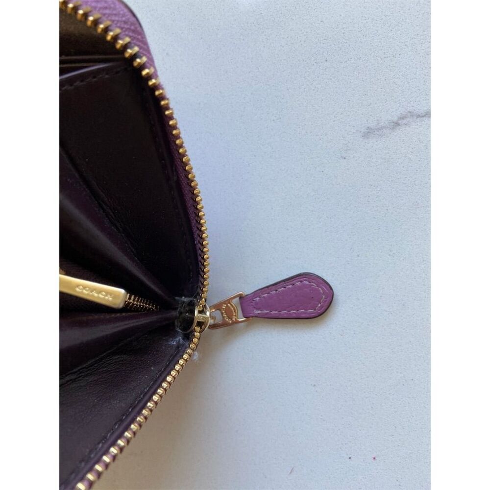 Coach Dark Berry Zip Around Leather Wallet - Picture 7 of 7